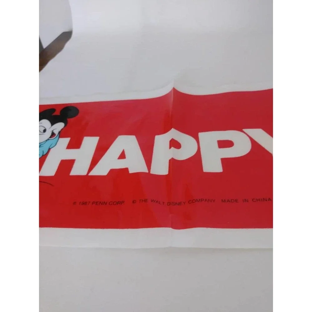 Vtg Disney Mickey Happy Birthday Banner Donald Minnie Goofy Plastic Party (5)